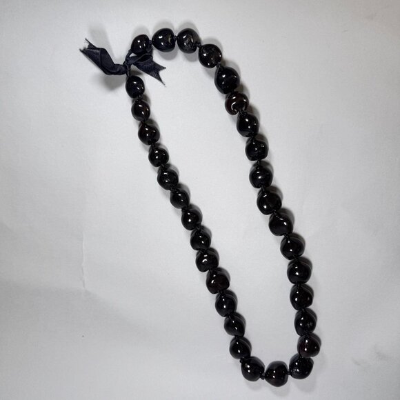 Vintage 1960s Hawaiian Brown Kukui Nut Lei Necklace – Handmade Hawaii - Picture 1 of 8